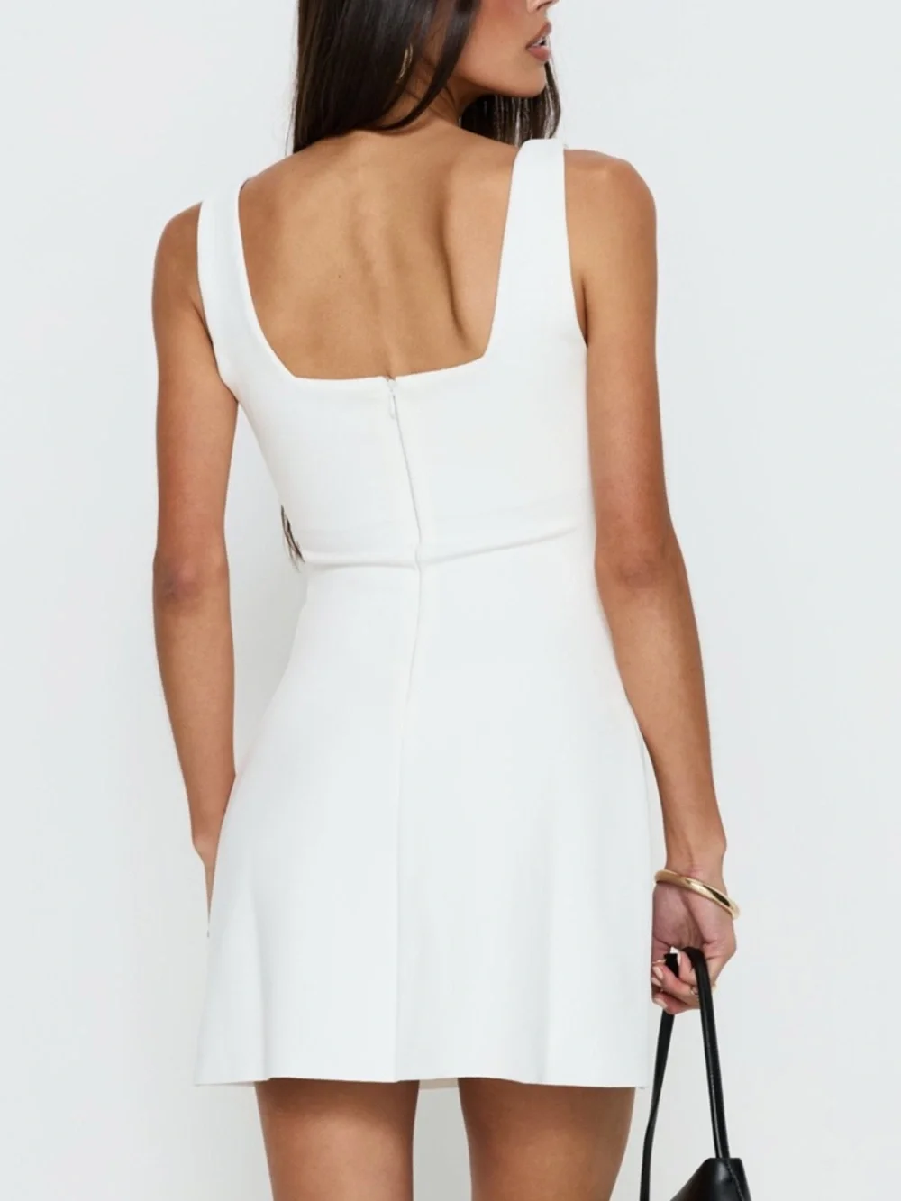 Princess Polly Square Neck White Mini Dress with Shoulder Straps - Picture 5 of 7